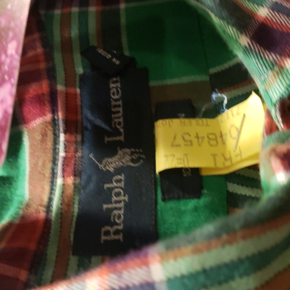 053 RALPH LAUREN Vintage Green Plaid Shirt sz XL Men's - Picture 3 of 3